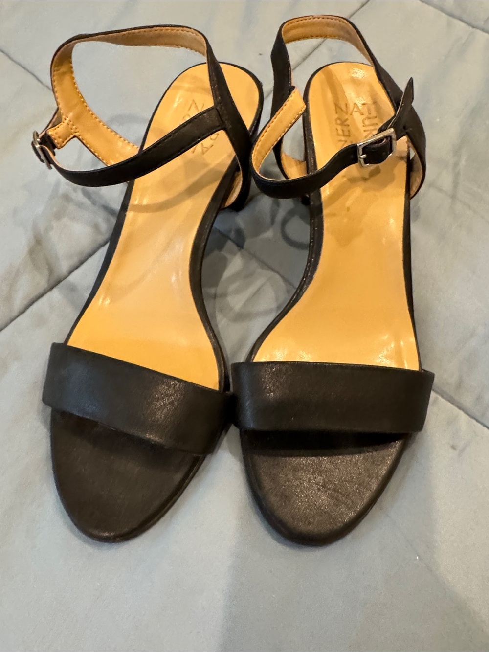 Naturalizer Bristol Black Ankle-Strap Open-Toe Block Heels